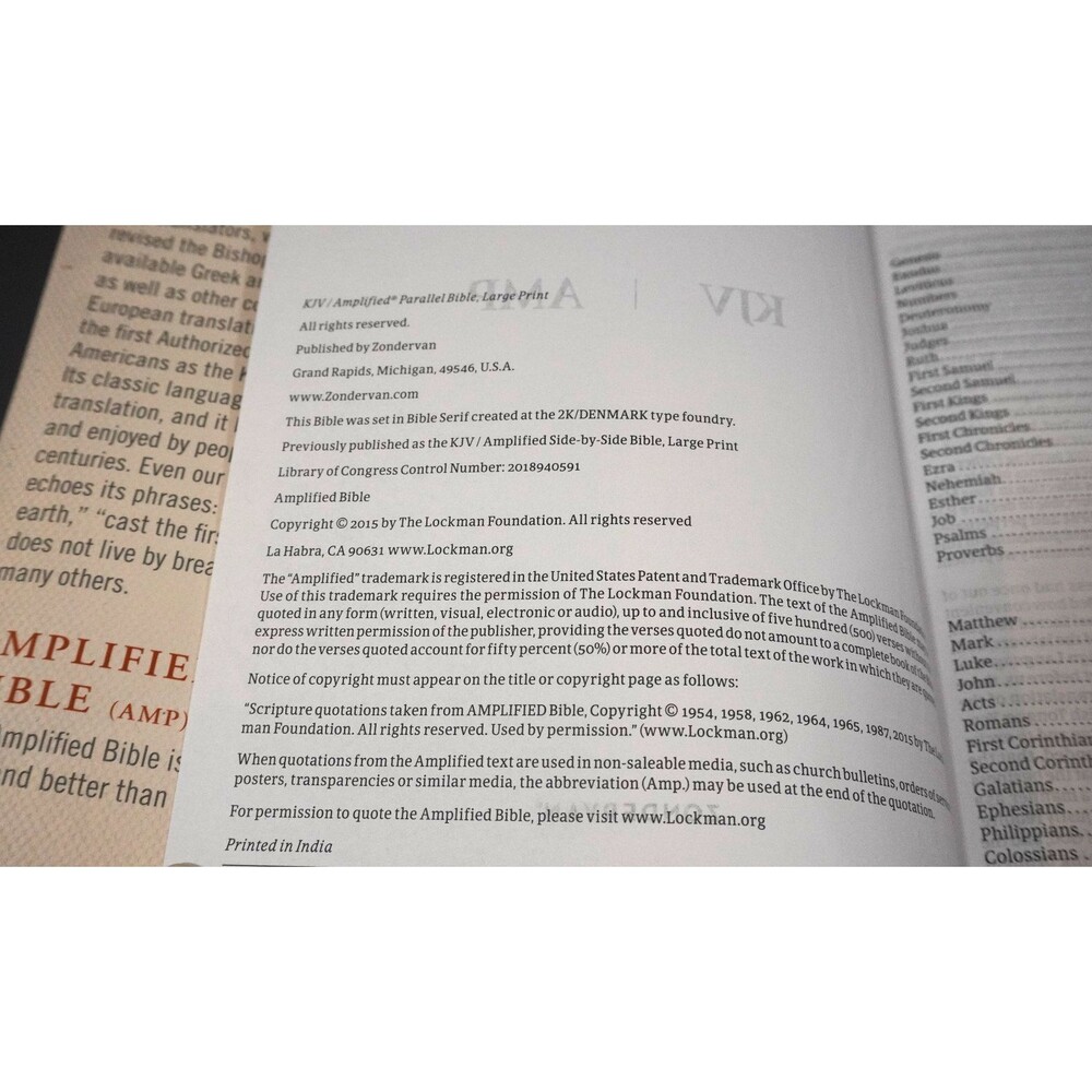 KJV, AMP Amplified, Parallel Bible, Large Print, Hardcover, Red Letter Zondervan - Picture 4 of 9